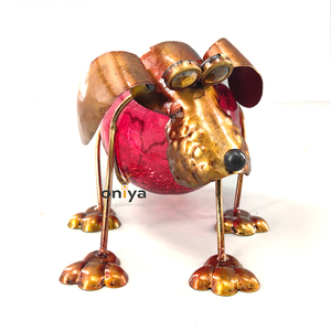 Statue d'animal solaire Oniya en métal, mignonne, chien, <span class=keywords><strong>chat</strong></span>, grenouille, pour <span class=keywords><strong>jardin</strong></span> extérieur avec boule de verre LED, décoration de <span class=keywords><strong>jardin</strong></span> printanière - Product Image 5