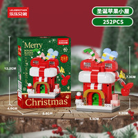 Mainan Puzzle Natal Santa Snowman Lintas Batas, Blok Bangunan Pemandangan Jalan Pohon Natal