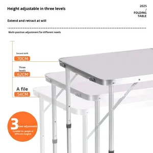 Tavolo da Campeggio Pieghevole Portatile 120x60cm, Altezza Regolabile, in MDF e Alluminio, Stile Valigia, per Picnic e Barbecue all'Aperto - Product Image 3