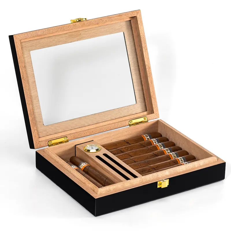 Spanish Cedar Wood Small Cigar Humidor Holder Case Cigarettes Box Desk Accessories Gadget for Cigar Tobacco Shop