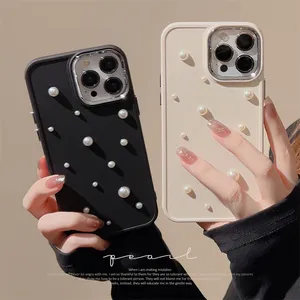 Stereo Pearl Case for iPhone 15 14 13 Simple 11 Electroplated 12 Light Luxury 13 Promax Suitable for X/8p