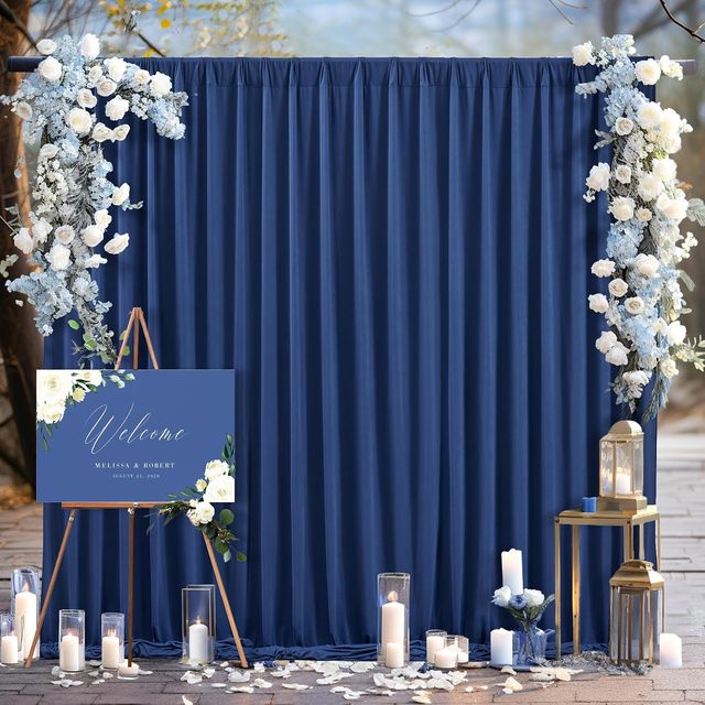 Navy Blue Wrinkle Free Back Drop Drapes Party Curtains for Wedding Baby Shower Birthday Background Decor Customizable