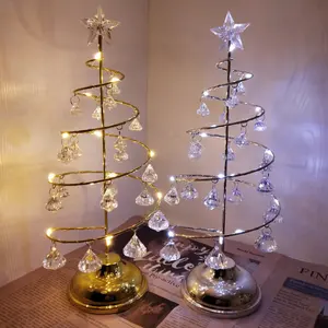 LED Christmas Tree Battery Power Modern Crystal Desk Decor Light Bedroom Living Room Christmas Gift fairy tale Table lamp