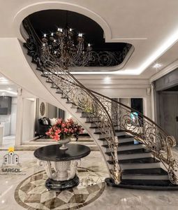 <span class=keywords><strong>Escaleras</strong></span> curvas con estructura metálica interior <span class=keywords><strong>de</strong></span> villa moderna personalizada hechas en EE. UU. con acero inoxidable <span class=keywords><strong>y</strong></span> mármol <span class=keywords><strong>de</strong></span> hierro forjado/peldaños <span class=keywords><strong>de</strong></span> <span class=keywords><strong>madera</strong></span> - Product Image 3