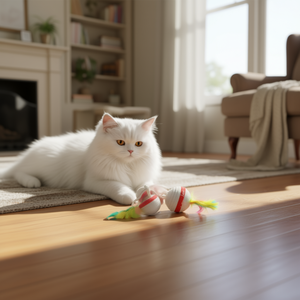 Jouet pour chat Yommy Rope Ball 4,3 cm avec plumes - Product Image 3