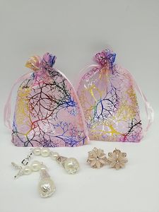 Sacchetti Regalo in Organza Stile <span class=keywords><strong>Coralline</strong></span> per Giocattoli, Caramelle, Cioccolato, Feste, Natale, Matrimoni, Colorati con Garza Dorata - Product Image 6