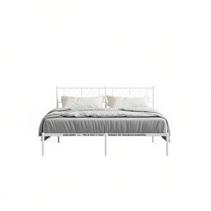 Struttura Letto in Metallo Bianco 72 X 84 Pollici, Design Minimalista, Arredamento Camera da Letto, Struttura Stabile - Product Image 1