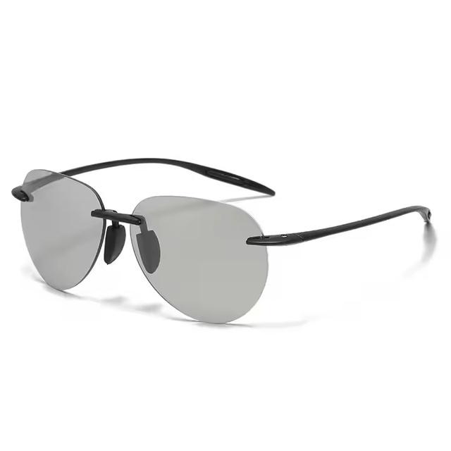 Ultralight TR90 Rimless Photochromic Sunglasses Polarizing TAC Lenses UV400 Protection Comfortable for Men Women Driving