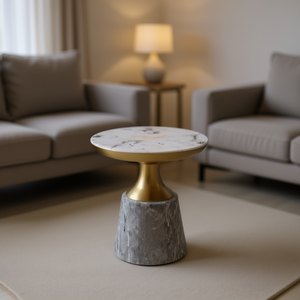 Tavolino da Caffè Homeera 50x50x57cm con Superficie in Pietra Pandora, Arredamento Moderno per Soggiorno - Product Image 2