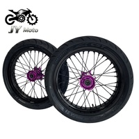 Ensemble de roues Supermoto 17 pouces à 36 rayons avec pneus, moyeu violet, pièces de rechange pour Ultra Bee, options multicolores
