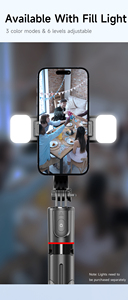 Treppiede in alluminio Mini tre in uno per cellulare e Selfie Stick regolabile telecomando Wireless pieghevole girevole - Product Image 4