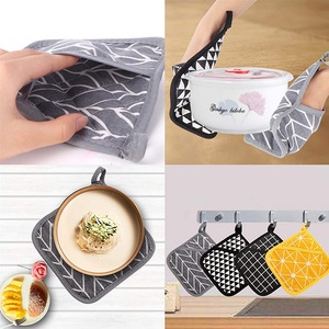 Almohadillas cuadradas gruesas a cuadros para casa de acampada, cocina, resistentes al calor, juegos de manoplas para horno, bolsas de algodón de bolsillo - Product Image 3