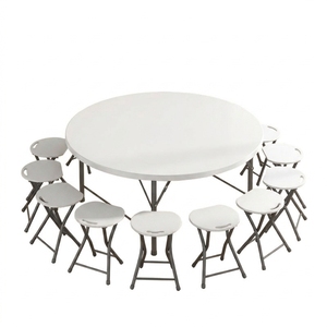 4ft/5ft/6ft Modern Heavy Duty HDPE Round Folding <b>Table</b> Portable <b>Plastic</b> Banquet <b>Table</b> for <b>Outdoor</b> Events & Weddings - Product Image 4