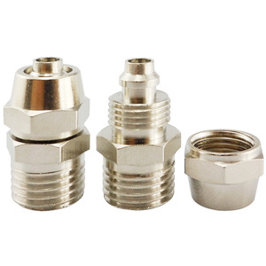 Raccord pneumatique rapide JIN BC PC8-02, filetage extérieur droit, cuivre plaqué nickel, raccord pour tuyau d'air - Product Image 3