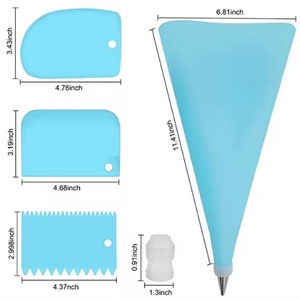 Pochette à douille en silicone réutilisable pour crème et pâtisserie, avec ensemble de douilles en acier inoxydable, outil de décoration de gâteaux DIY - Product Image 3