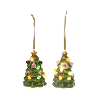 Arbre de Noël en céramique peint à la main, veilleuse rotative à 360 degrés, branchement direct, décoration de Noël