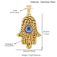 Pendentif Œil Turc en Acier Inoxydable 304, Breloque Porte-Bonheur Geste de la Main, Accessoires de Fabrication de Bijoux Bracelet et Collier R51