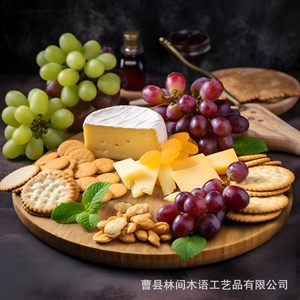 Wooden Round Serving <b>Tray</b> For Restaurant Food Display And <b>Dinner</b> Plates Made Of Eco Friendly Wood - Product Image 5