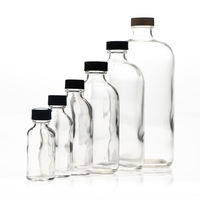 Bouteille en verre ronde transparente de 480 ml et 120 ml avec bouchon à vis, pipette graduée et compte-gouttes, qualité pharmaceutique, impression sérigraphique
