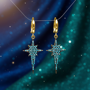 CZ Stone Dangle <b>Clip</b> on Pole <b>Star</b> Earrings Turkish Wholesale 925 Sterling Silver Fine Jewelry for Women - Product Image 3
