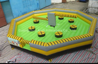 Jeu d'évasion gonflable jeux de puissance smash gonflables avec marteau jeu de fusion gonflable avec machine rotative pour enfants/adultes