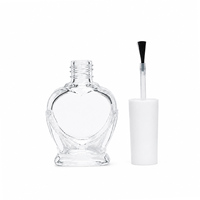 Flacon de vernis à ongles vide en verre transparent de 10 ml avec couvercle or blanc, logo personnalisé OEM, design tendance et mignon, avec applicateur pinceau