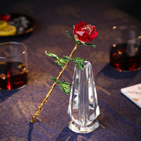 Vase à fleurs en verre taillé cristal blanc Dazi, ensemble d'ornements roses, coffret cadeau romantique pour anniversaire, décoration pour petite amie ou épouse