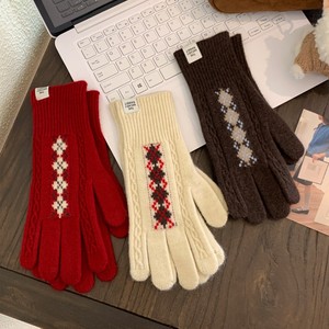 <span class=keywords><strong>Guanti</strong></span> Invernali Lavorati a Maglia Stile Fair Isle, <span class=keywords><strong>Rossi</strong></span> con Motivo a Trecce Spesse, Caldi e Morbidi per Donne e Ragazze - Product Image 2