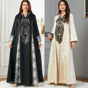 1465最新设计长袍迪拜穆斯林女装涤纶卡夫坦温和时尚女性封闭阿巴亚