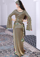 Robe de danse orientale Baladi Saidi à paillettes brillantes, costume de performance de danse du ventre, 3 pièces pour femme