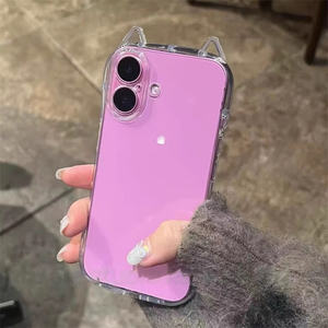 Oreilles de chat mignon étui transparent pour <span class=keywords><strong>iPhone</strong></span> 16 15 14 13 Pro Max 11 12 X Xr Xs <span class=keywords><strong>8</strong></span> 7 <span class=keywords><strong>Plus</strong></span> clair souple TPU Ultra mince <span class=keywords><strong>antichoc</strong></span> couverture - Product Image 3