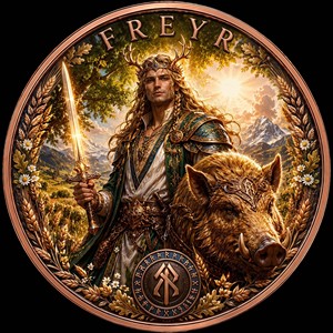 Pièce de monnaie en cuivre pur 999 de 1 oz, couleur cuivre, en relief, série Mythologie Nordique, édition collector UV 3D - Product Image 4