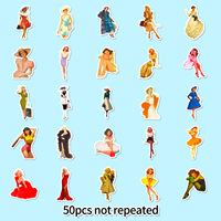 Autocollants découpés à la forme de filles pin-up rétro, autocollants en vinyle imperméables, autocollants en PVC autocollants, ensemble d'autocollants mignons de filles de dessin animé, décoration pour ordinateur portable