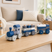 Jouet de train à empiler en bois Montessori, voiture à tirer, blocs de tri de formes, jouet éducatif pour tout-petits et enfants