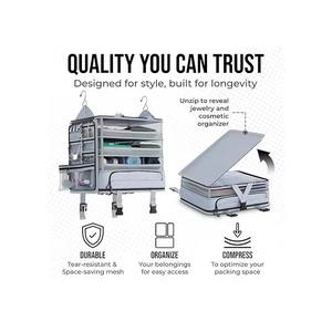 Organisateur de <span class=keywords><strong>valise</strong></span> suspendu à un seul niveau, tissu 100% polyester, grande capacité, cubes de rangement de voyage, bagages à main, literie - Product Image 2