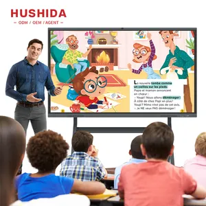 Hushida placa inteligente interativa, placa interativa infravermelha eletrônica de 75 "86" 100 "para sala de aula