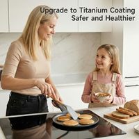 Wajan Crepe Aluminium Hitam Anti Lengket Dosa Tawa Tortilla Pancake Steak Salmon Pegangan Silikon Tahan Panas Aman untuk Oven dan Semua Jenis Kompor