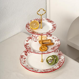 Plateau à fruits multicouche pour la maison, plateau en céramique à double ou triple étage pour l'heure du thé - Product Image 4