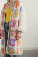 Personnalisé élégant Mohair Cardigan femmes mamie carré Crochet Floral dames tricots à manches longues luxe femmes Crochet pull
