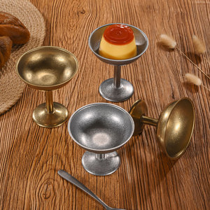 Retro Stainless Steel Pudding <b>Cup</b> 304 Metal Stemmed Dish For Desserts <b>Milkshakes</b> Fruit Salads Ice Cream - Product Image 3