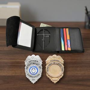 Cartera de Cuero para Tarjetas de Identificación, Porta Tarjetas de Identificación para el Departamento de Seguridad, Cartera de Cuero Bifold para el Jefe de Bomberos - Product Image 1
