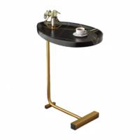 Table Basse d'Angle Style Nordique Moderne pour Salon, Table d'Appoint Minimaliste pour Canapé, Ensemble Décoratif en Bois et Métal