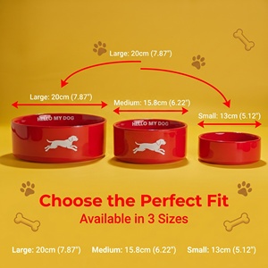 Gamelle en céramique rouge vif pour animaux, peu profonde, antidérapante, robuste, compatible avec les animaux à poils longs, 3 tailles, pour eau et nourriture, personnalisable avec logo OEM - Product Image 2