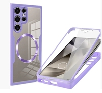Coque de téléphone magnétique transparente double face 360° en PET+PC pour Samsung Galaxy S26 Ultra S25U iPhone 17 Pro Max, protections arrière A17