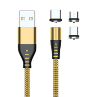 Câble de Recharge Magnétique USB 3-en-1 Multi-Téléphone pour iPhone, Type C et Micro USB