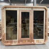 Nouvelles salles de sauna à vapeur extérieur Sauna extérieur en forme de cube en pruche de cèdre avec poêle