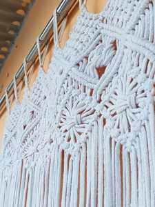 <b>White</b> Macrame Tassel Tapestry Woven Wall <b>Hanging</b> Decorative Curtain for Bedroom Living Room - Product Image 3