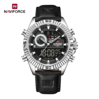 Montres NAVIFORCE 9262L pour hommes, mode sport, chronographe, alarme, montre-bracelet étanche, quartz, grande montre numérique pour homme