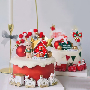 Christmas Cake Decorations Forest Moon Santa Claus Cake Plug-in Christmas Snowman Christmas Dessert Table Cake Topper - Product Image 2
