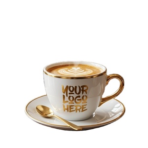 ชุดถ้วยชาและกาแฟเซรามิกแบบขายส่ง OEM ปรับแต่งได้ ปลอดภัยสำหรับเครื่องล้างจาน ถ้วยเอสเพรสโซ่พอร์ซเลนแบบหนา - Product Image 1